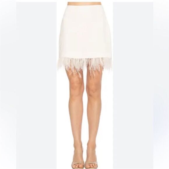 NWT Alexia Admor Flora Ostrich Feather Mini Skirt size 6 - Picture 6 of 9